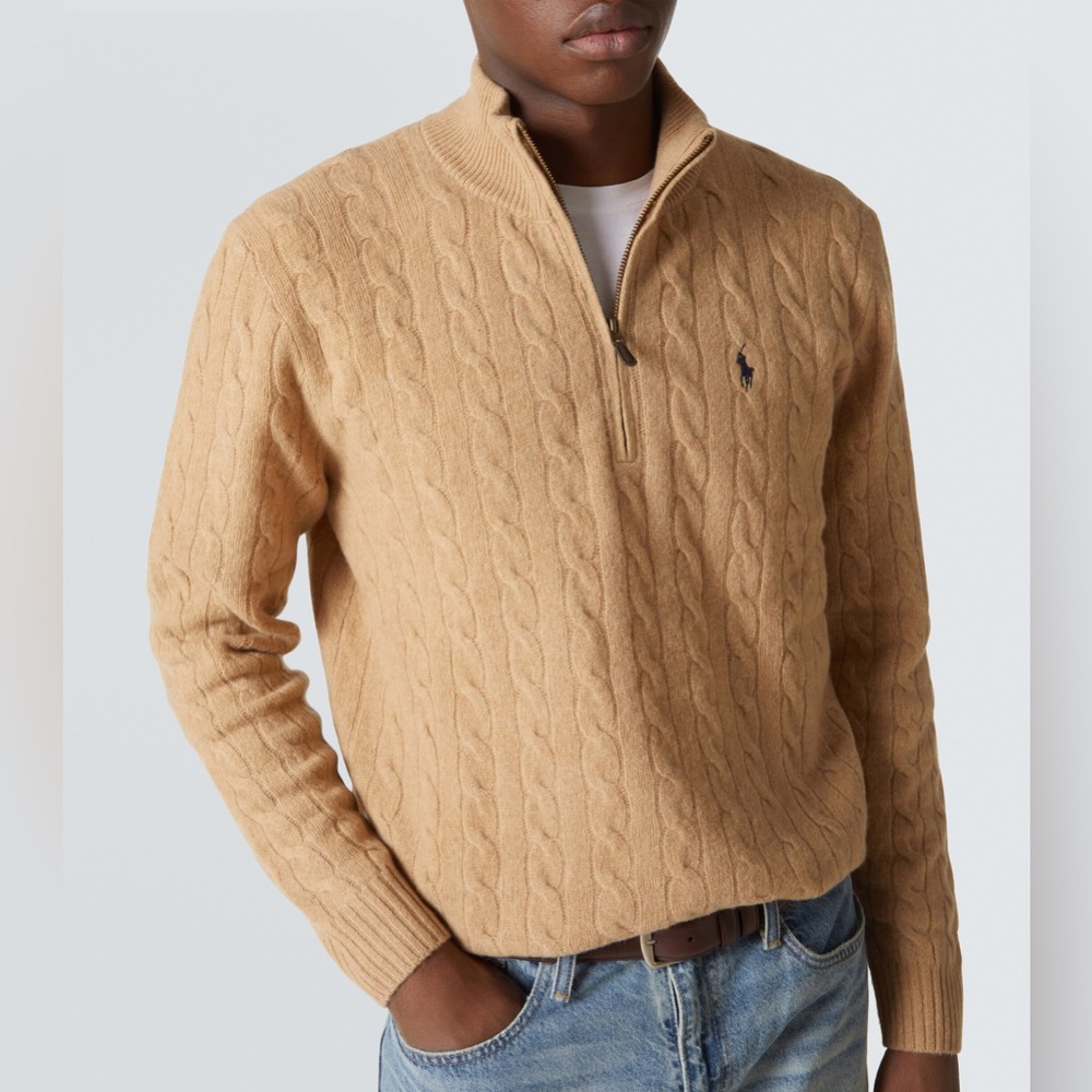 Polo by Ralph Lauren Wool/Cashmere Cable Half-Zip Sweater
